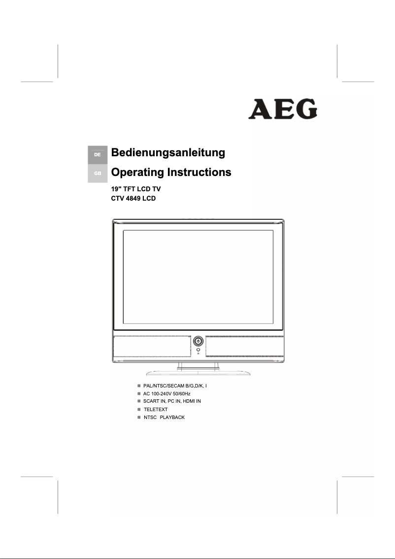 Page n°1 - Manuel utilisateur AEG CTV 4849
