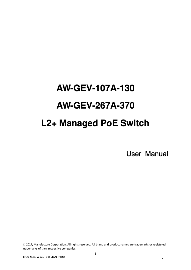 Page 1 de la notice Manuel utilisateur Vivotek AW-GEV-107A-130