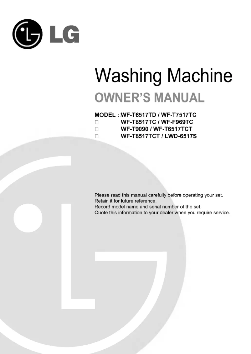 Page n°1 - Manuel utilisateur LG WF-T8517TC