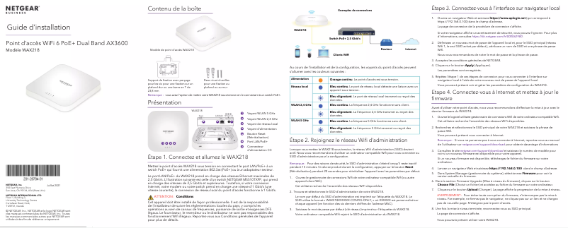 Page 1 de la notice Guide d'installation Netgear WAX218