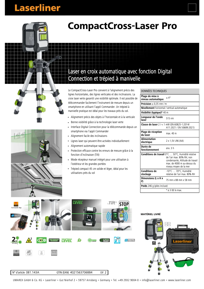 Image de la première page du manuel de l'appareil CompactCross-Laser Pro