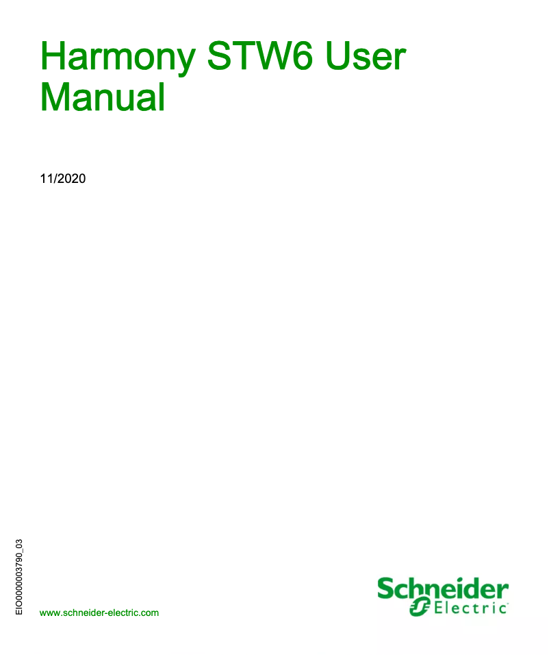 Page 1 de la notice Manuel utilisateur Schneider HMISTW6600