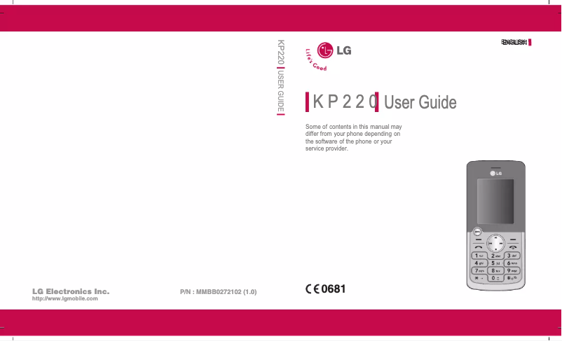 Page n°1 - Manuel utilisateur LG KP220