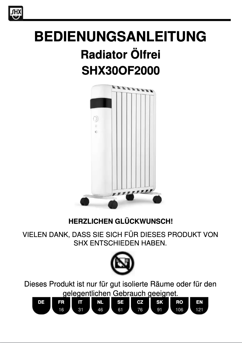 Page 1 de la notice Manuel utilisateur SHX SHX30ROF2000