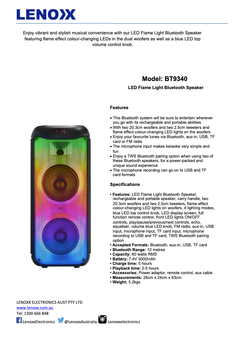 Image de la première page du manuel de l'appareil BT9340