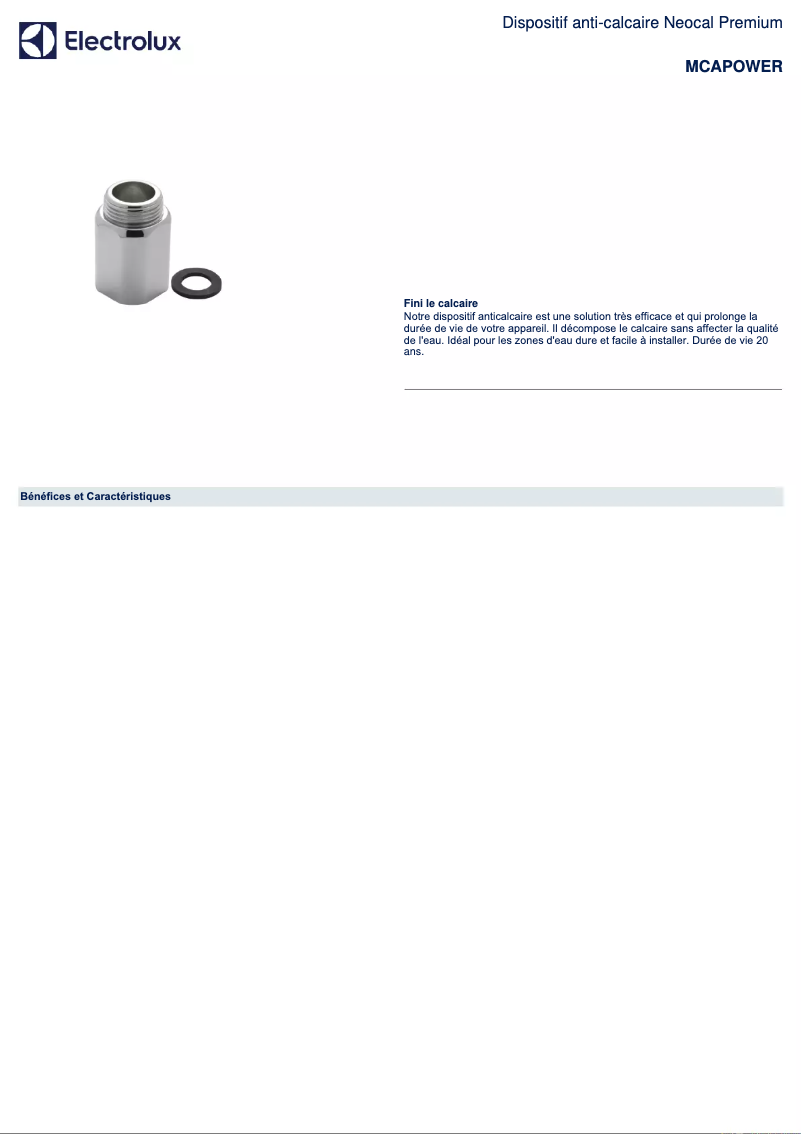 Page n°1 - Fiche technique AEG MCAPOWER