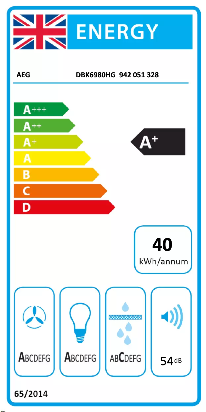 Page n°1 - Label énergétique AEG DBK6980HG