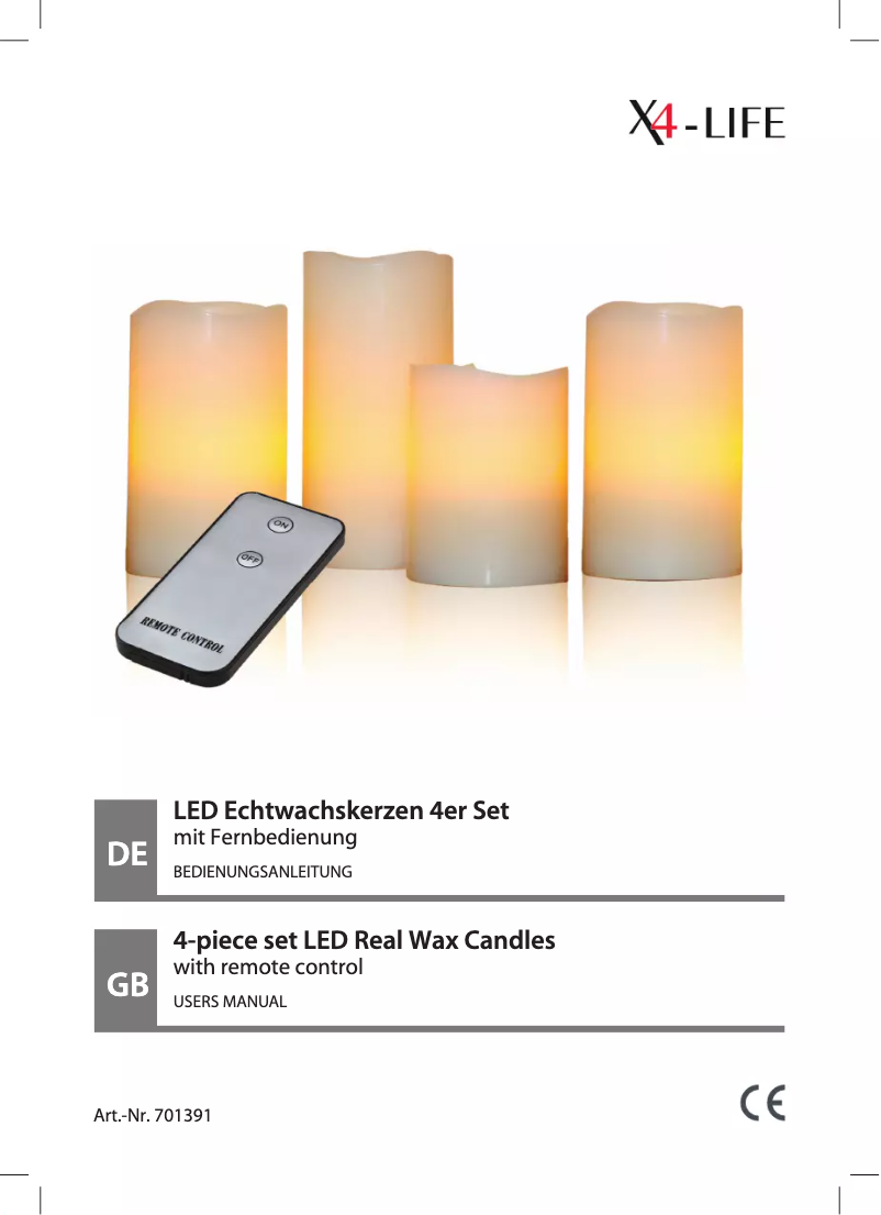 Page n°1 - Manuel utilisateur X4-LIFE 701391