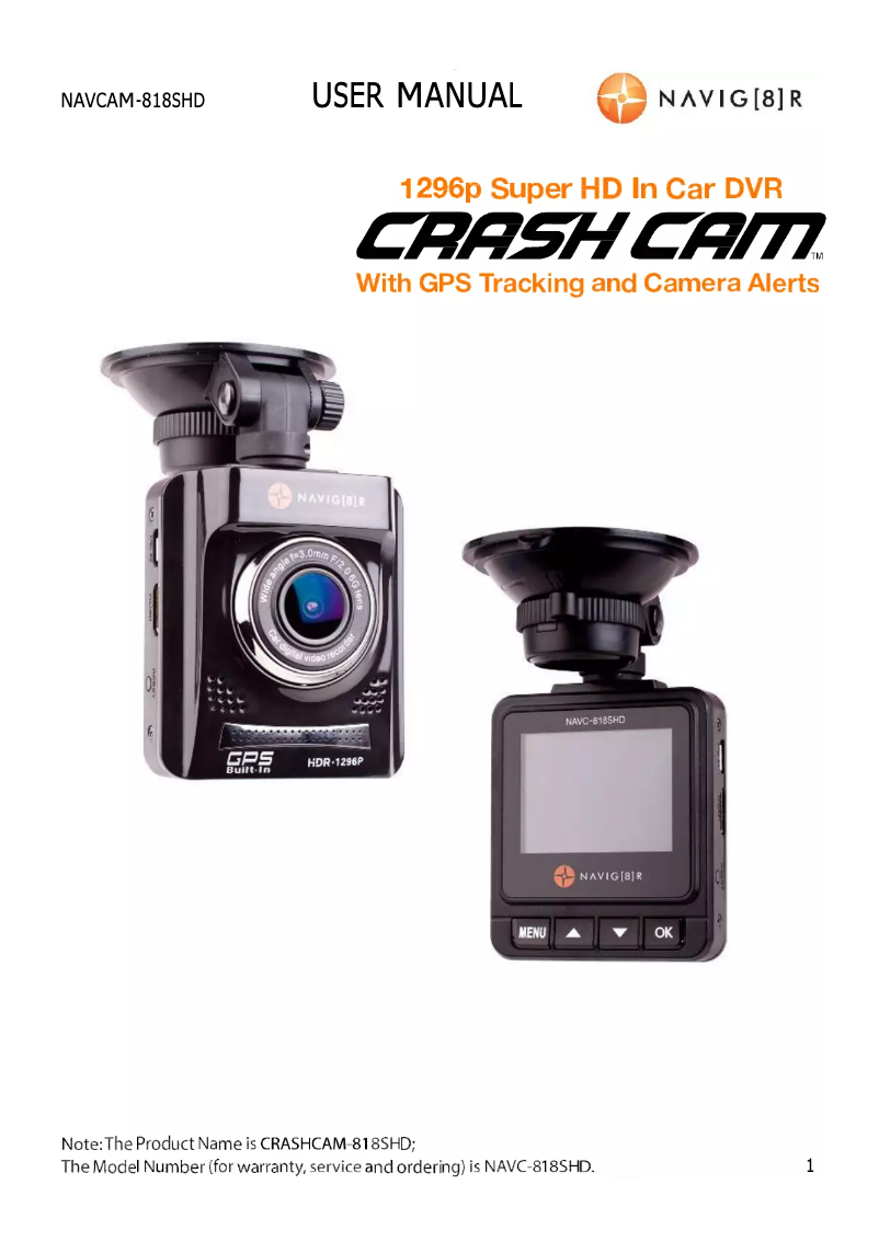Imagen de la primera página del manual del dispositivo Navig8r NAVC-818SHD