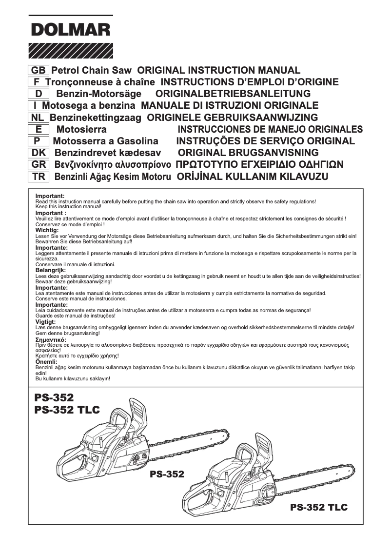 Página 1 del manual Manual de usuario Dolmar PS-352TLC