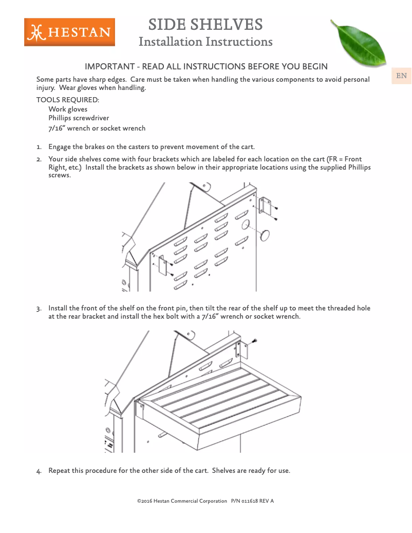 Page 1 de la notice Guide d'installation Hestan GCR42-GR