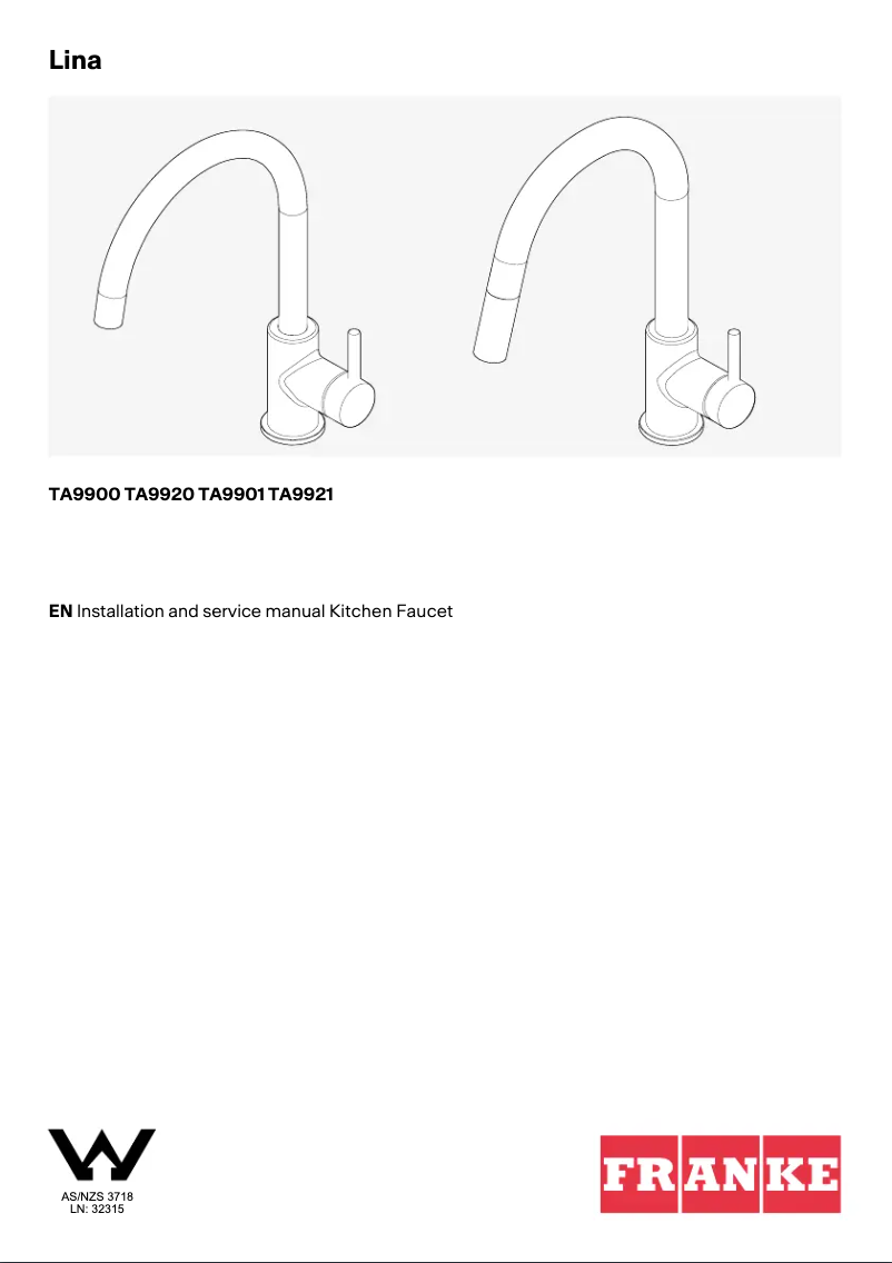 Page 1 de la notice Manuel utilisateur Franke Lina TA9920