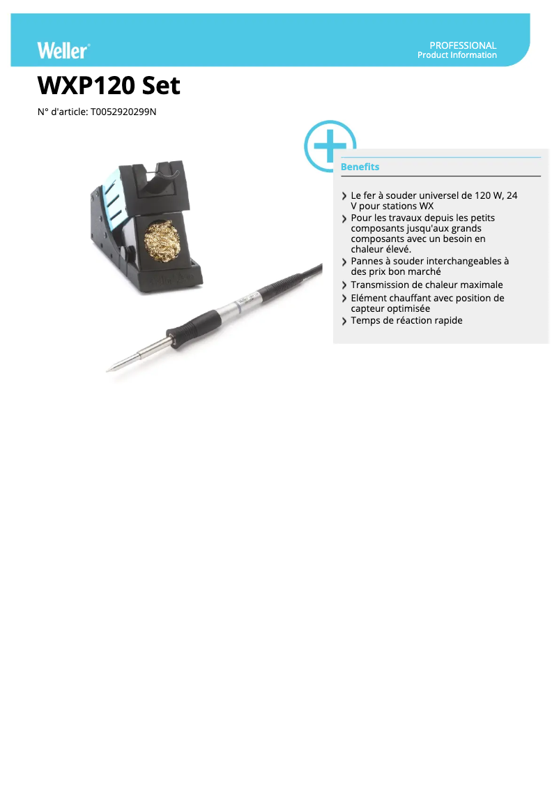 Page n°1 - Fiche technique Weller WXP 120