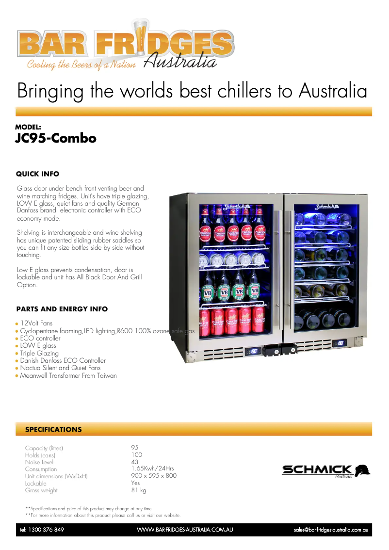 Page n°1 - Fiche technique Schmick JC95-COMBO