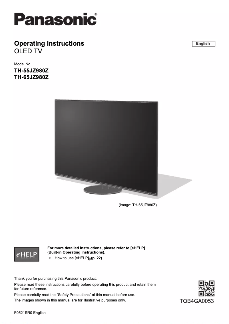 Página 1 del manual Manual de usuario Panasonic TH-65JZ980Z