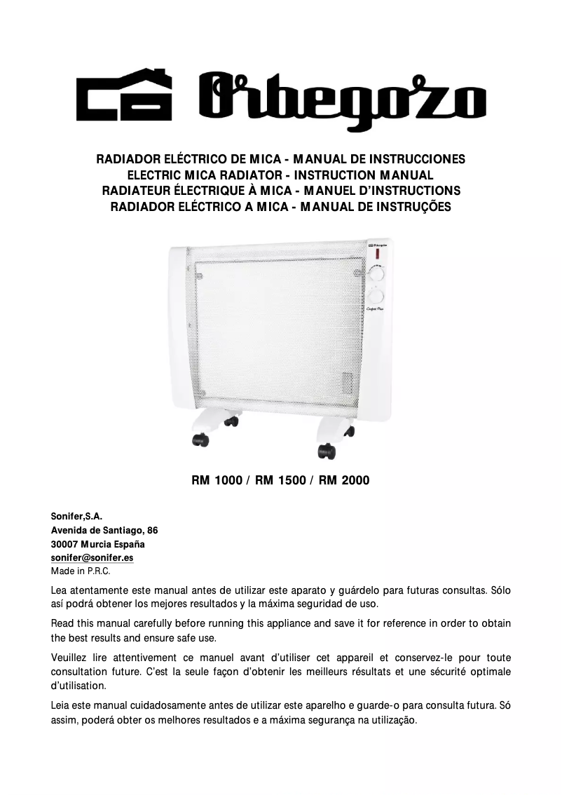 Page 1 de la notice Manuel utilisateur Orbegozo RM 1000