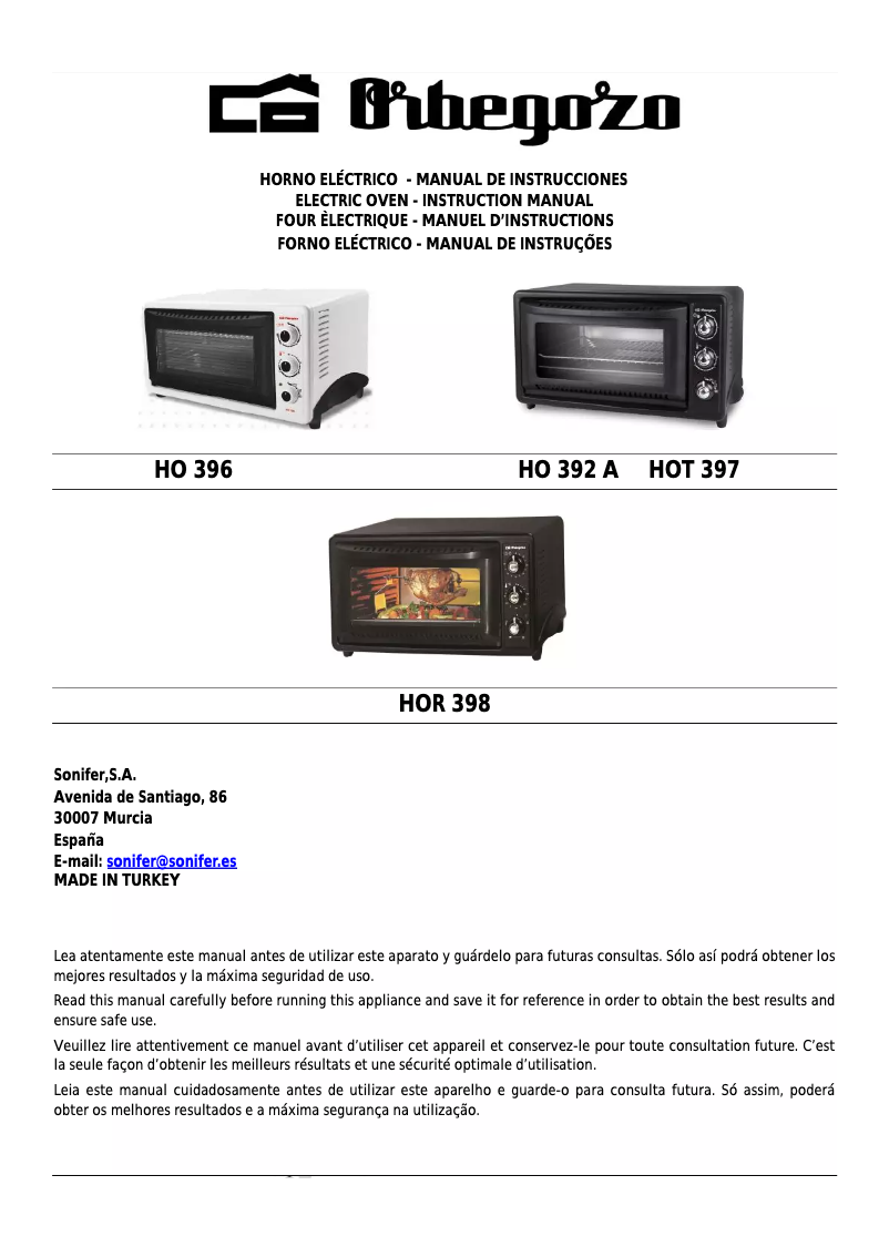 Image de la première page du manuel de l'appareil HO 396