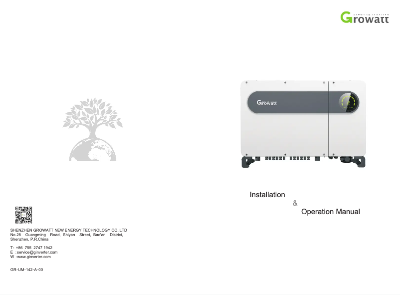 Page 1 de la notice Guide d'installation Growatt MAX 70KTL3
