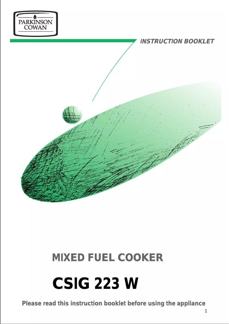 Página 1 del manual Manual de usuario Tricity Bendix CSIG223W