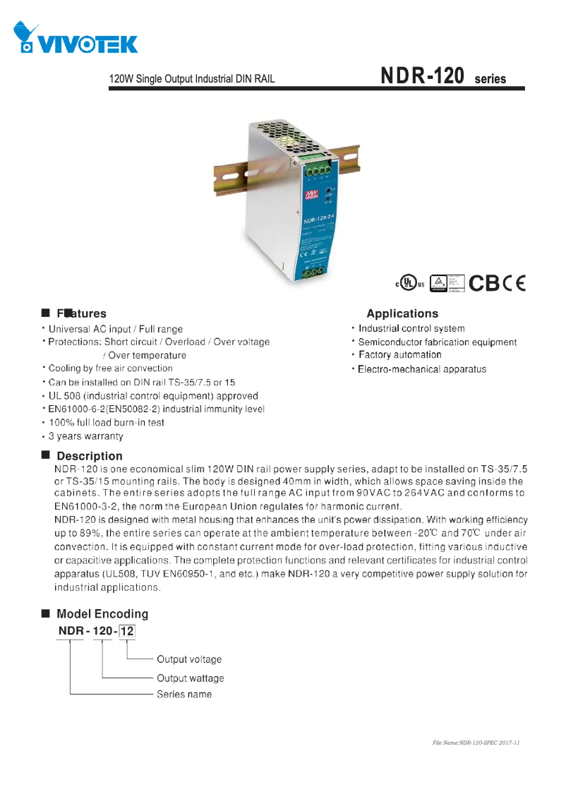 Page 1 de la notice Manuel utilisateur Vivotek NDR-120