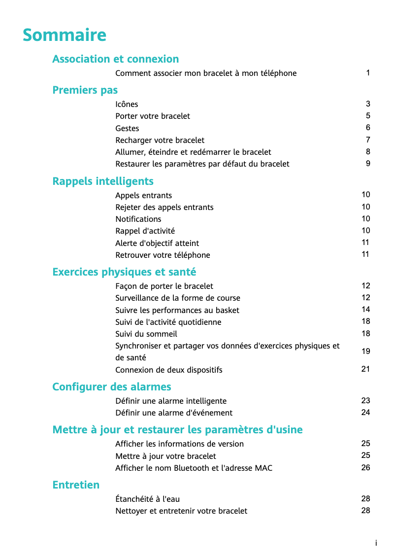 Page 1 de la notice Manuel utilisateur Huawei Band 4e