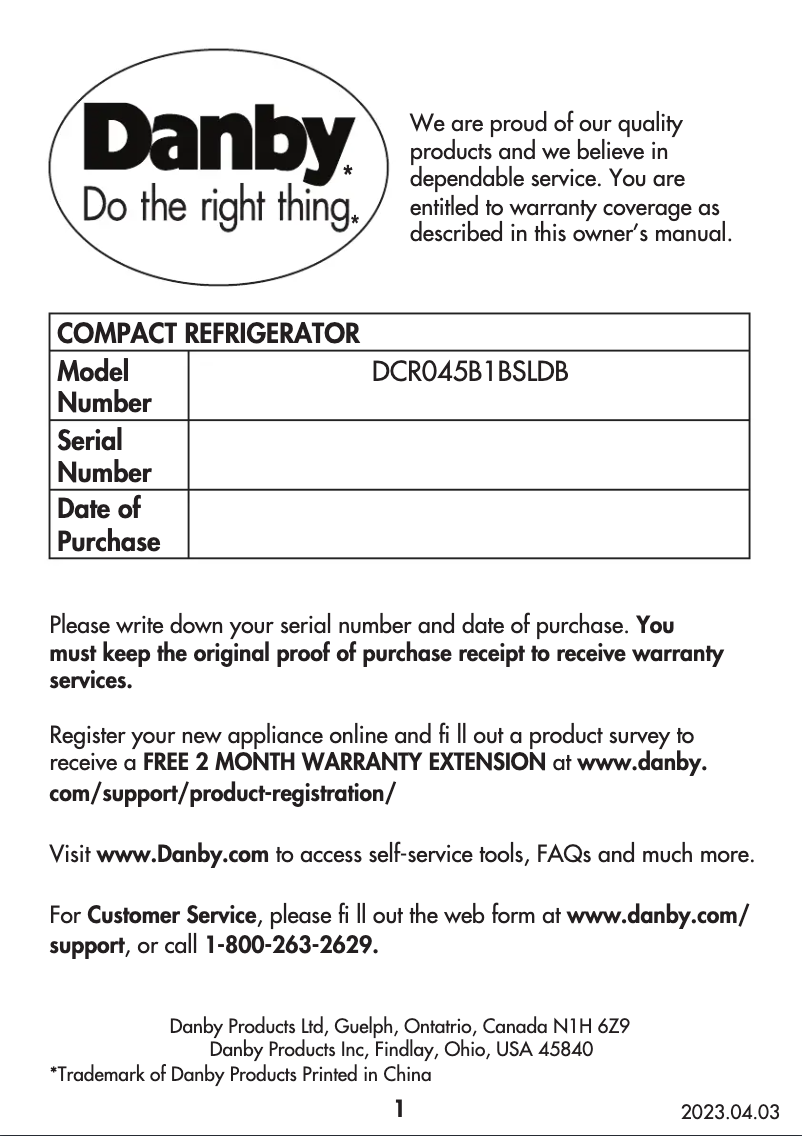 Image de la première page du manuel de l'appareil DCR045B1BDB-3