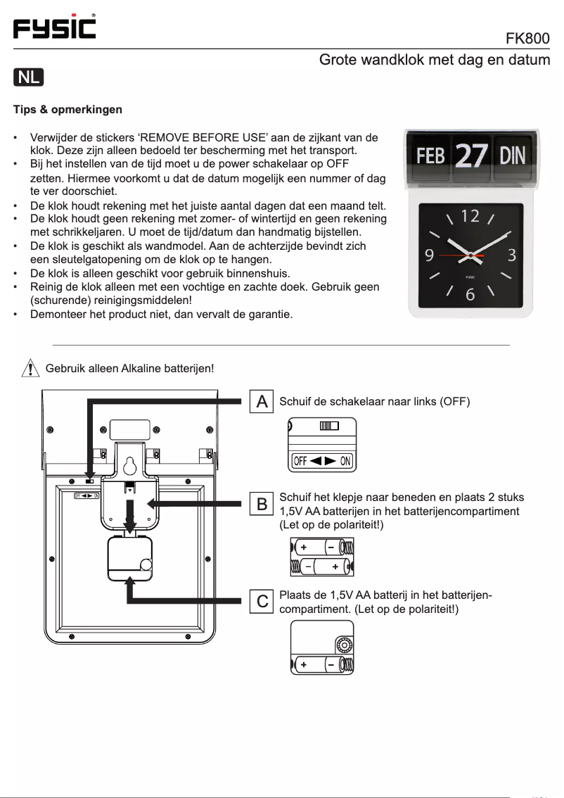 Page 1 de la notice Manuel utilisateur Fysic FK800