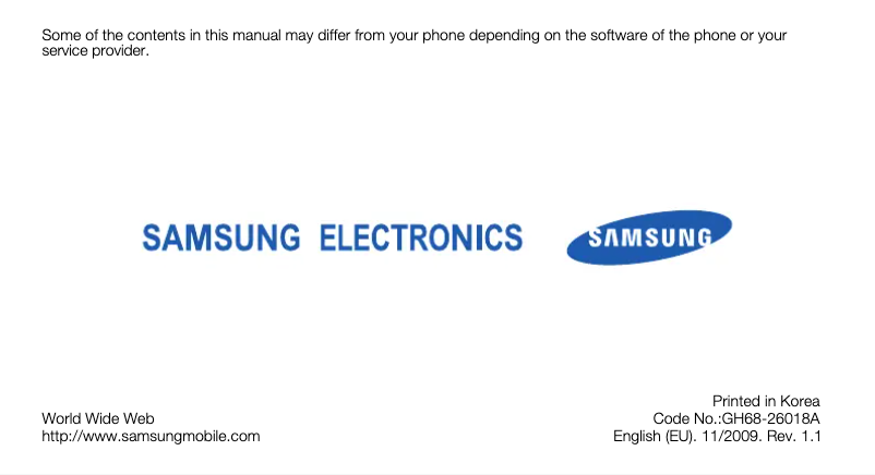 Page n°1 - Manuel utilisateur Samsung B5310