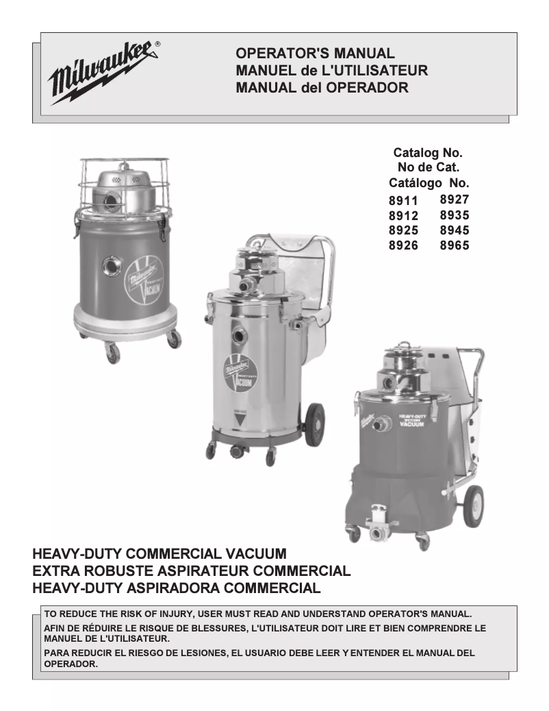 Page n°1 - Manuel utilisateur Milwaukee 10 Gal 1 Stage Wet Dry 8965
