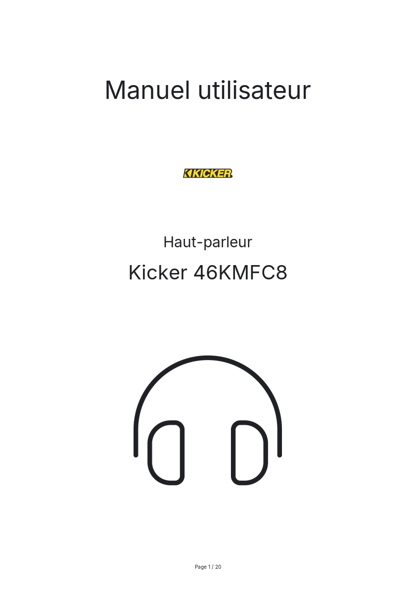 Page n°1 - Manuel utilisateur Kicker 46KMFC8