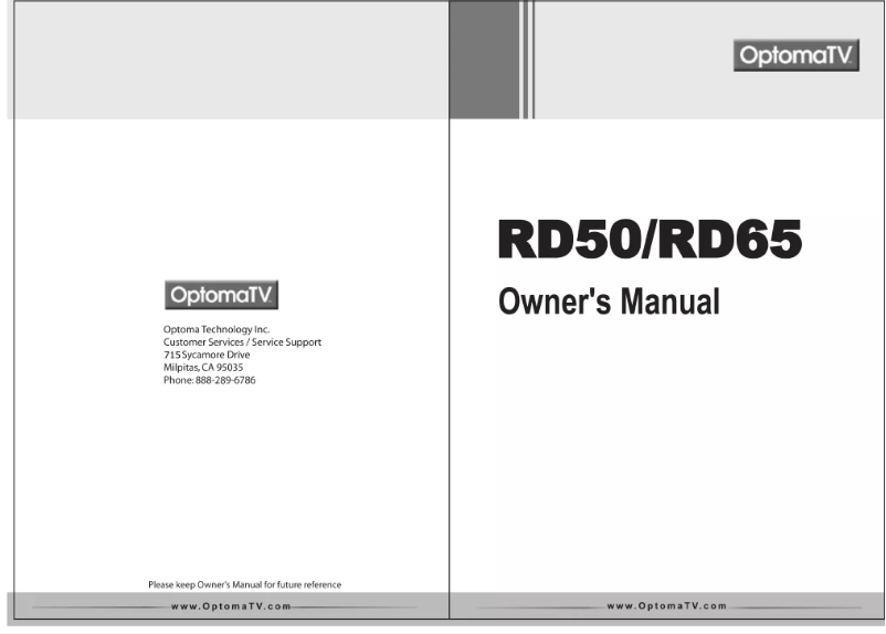 Page n°1 - Manuel utilisateur Optoma RD65
