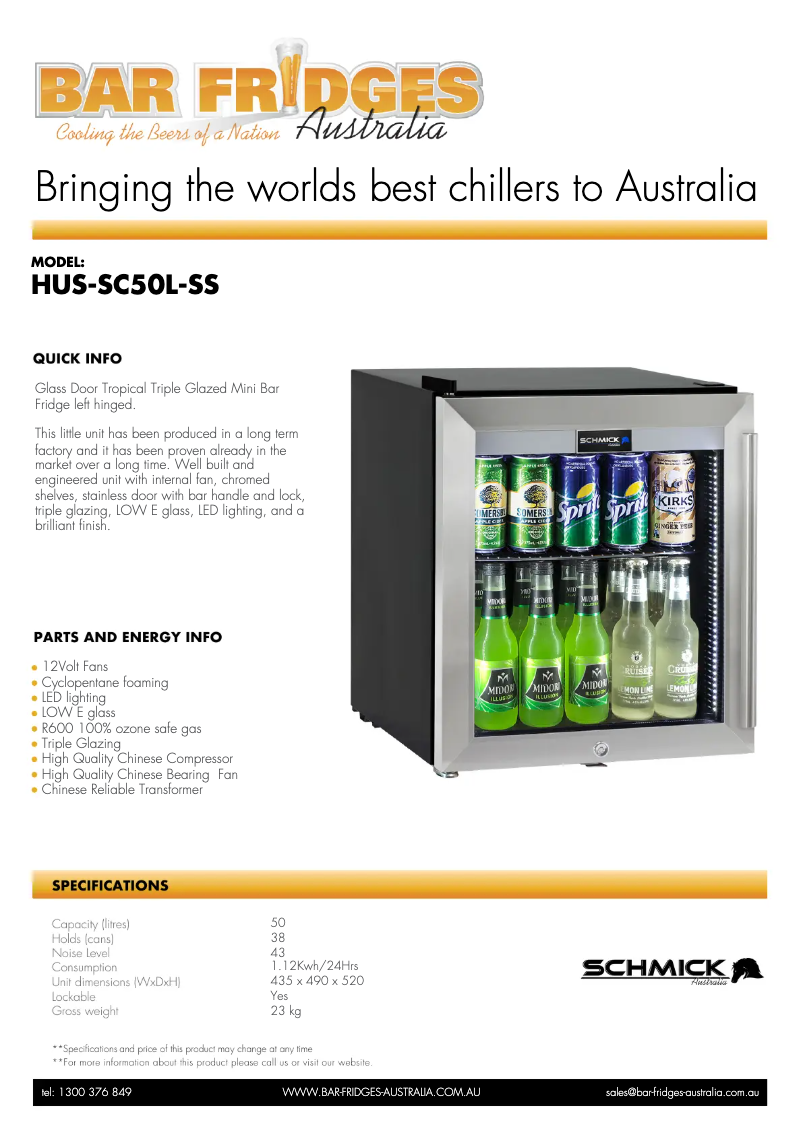 Page n°1 - Fiche technique Schmick HUS-SC50L-SS