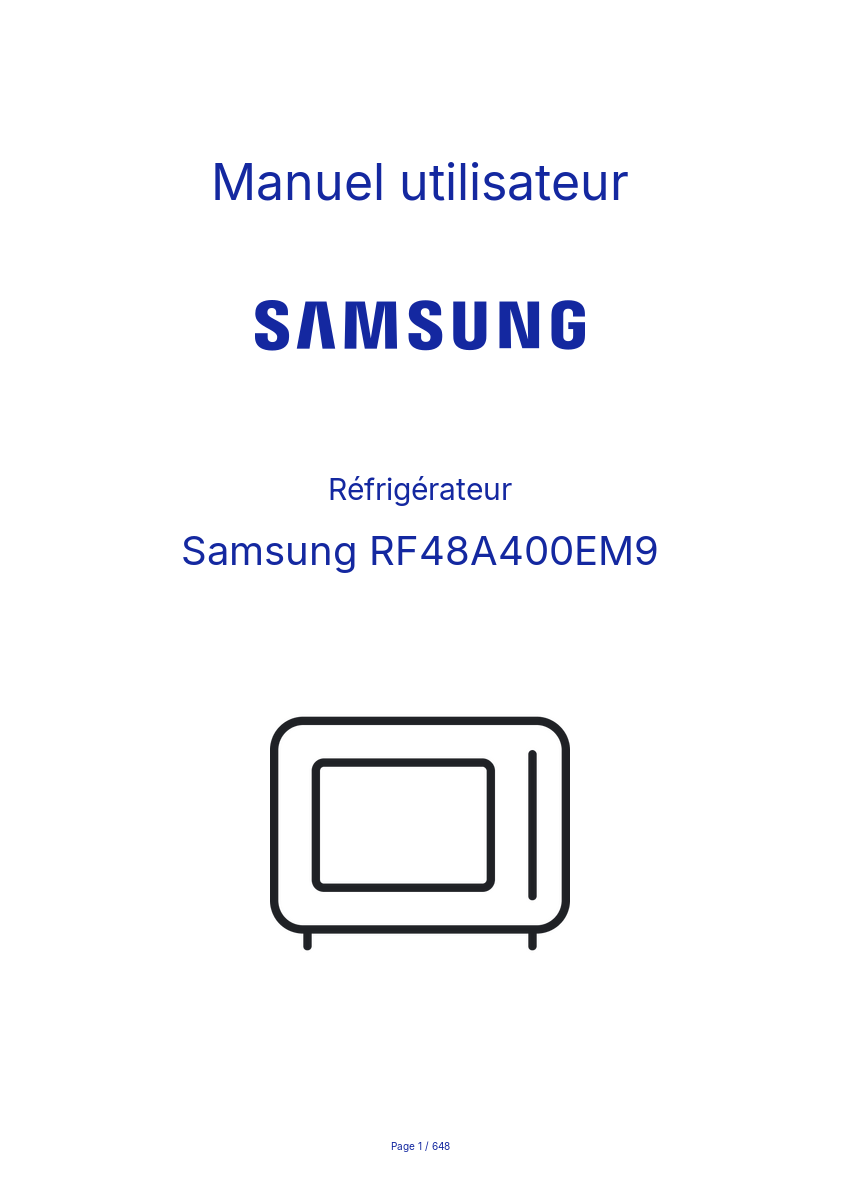 Image de la première page du manuel de l'appareil RF48A400EM9