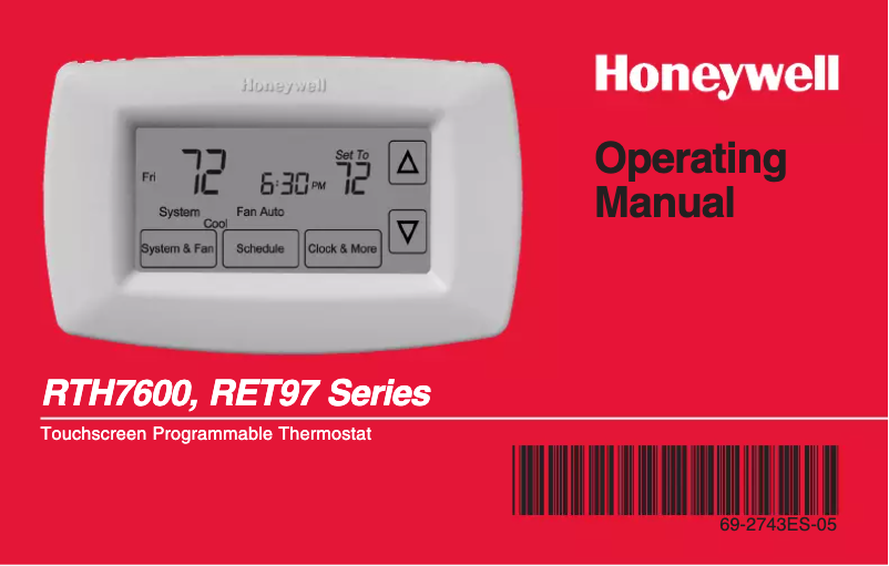 Page 1 de la notice Manuel utilisateur Honeywell RET97D0D1003/U