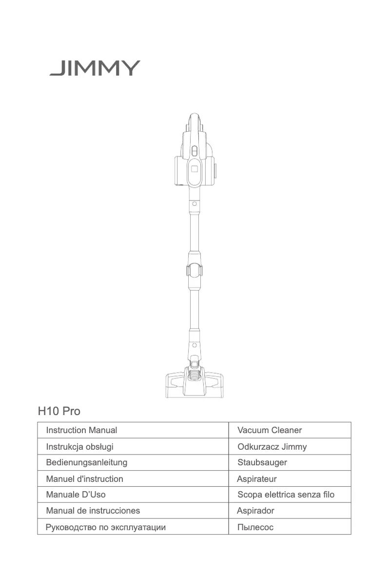 Image de la première page du manuel de l'appareil H10 Pro