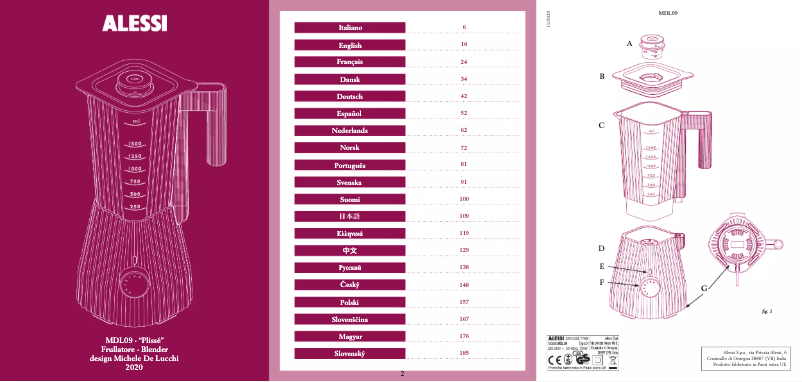 Page n°1 - Manuel utilisateur Alessi Plissé MDL09