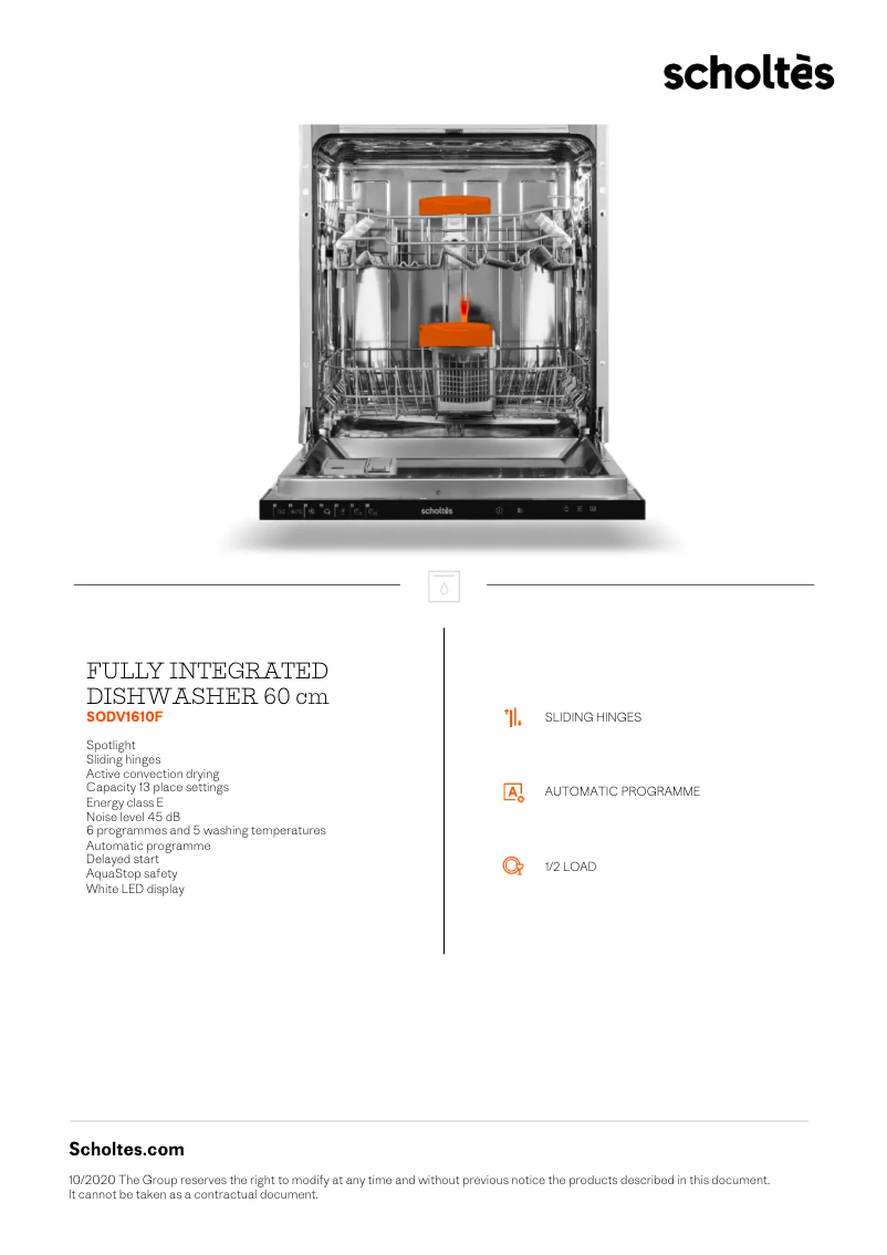 Image de la première page du manuel de l'appareil SODV1610F