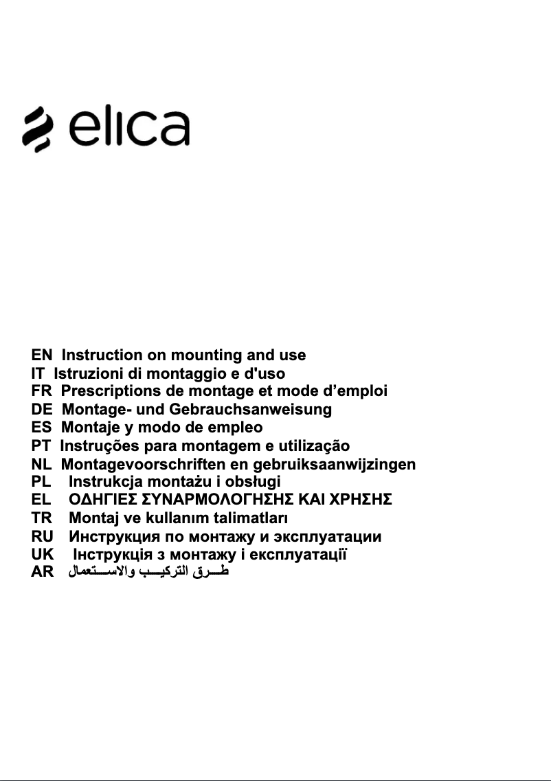 Page n°1 - Manuel utilisateur Elica PRF0104117