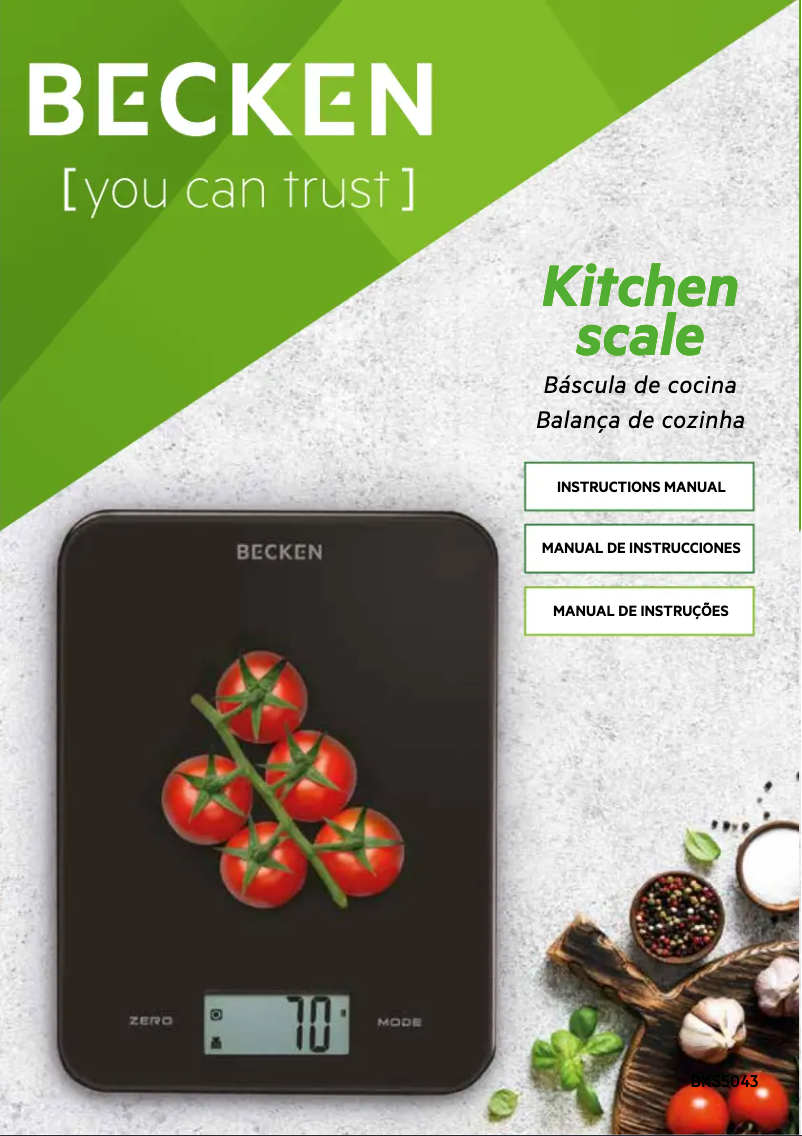 Page n°1 - Manuel utilisateur Becken BKS5043