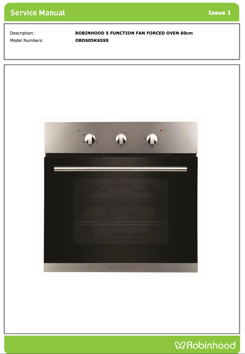 Page 1 de la notice Manuel utilisateur Robinhood OBD605K65SS