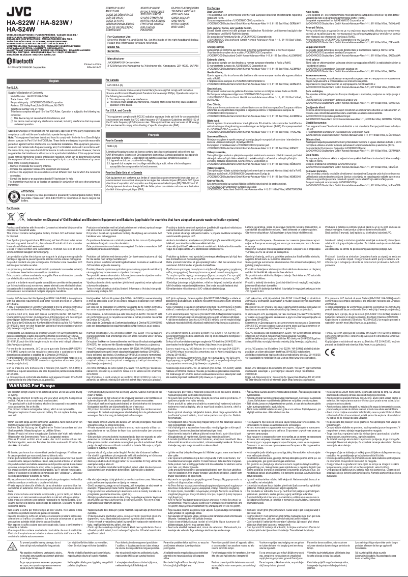 Page n°1 - Manuel utilisateur JVC HA-S23W