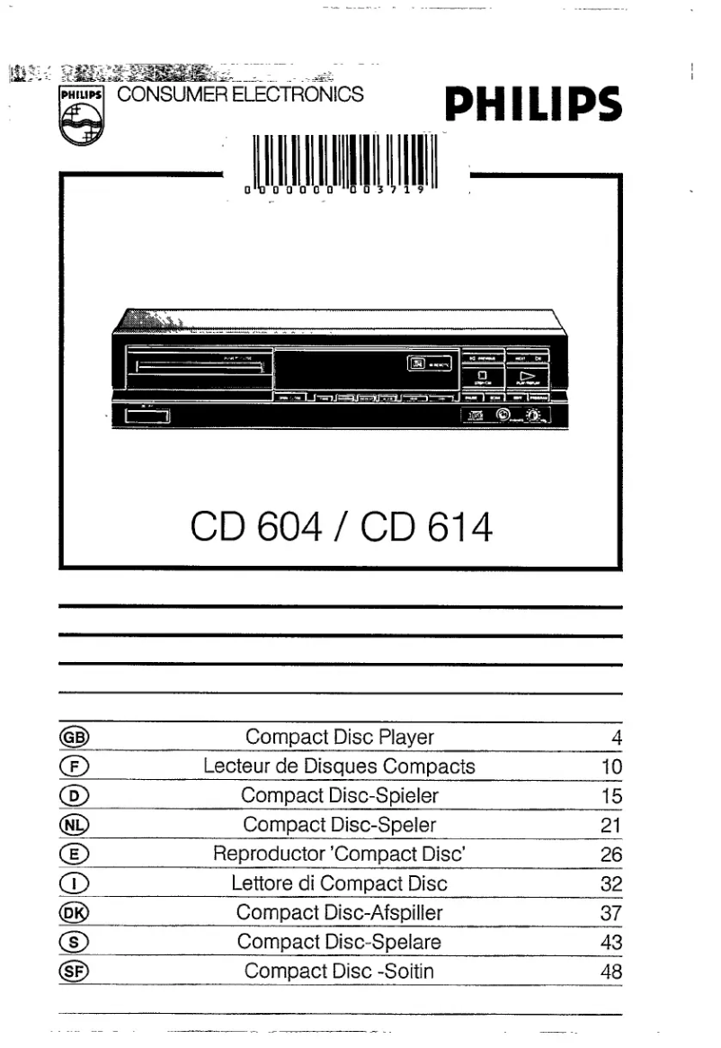 Page 1 de la notice Manuel utilisateur Philips CD604
