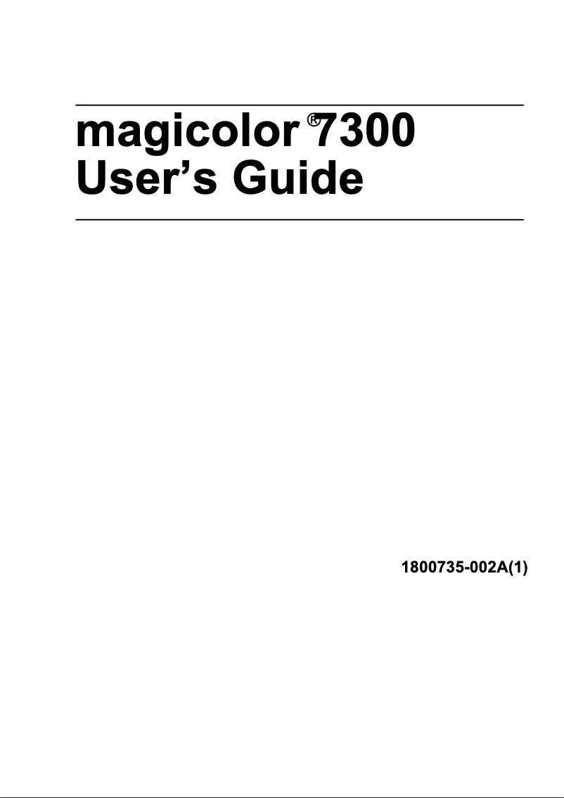 Page n°1 - Manuel utilisateur Konica Minolta MagiColor