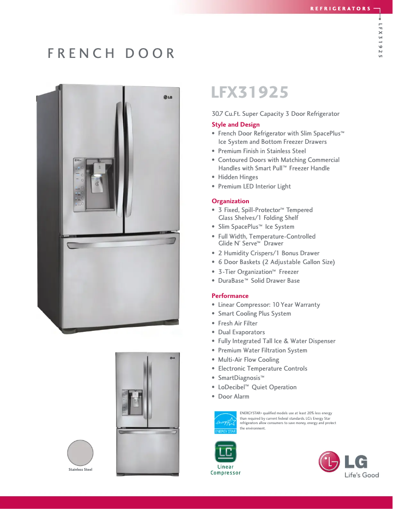 Página 1 del manual Ficha técnica LG LFX31925ST