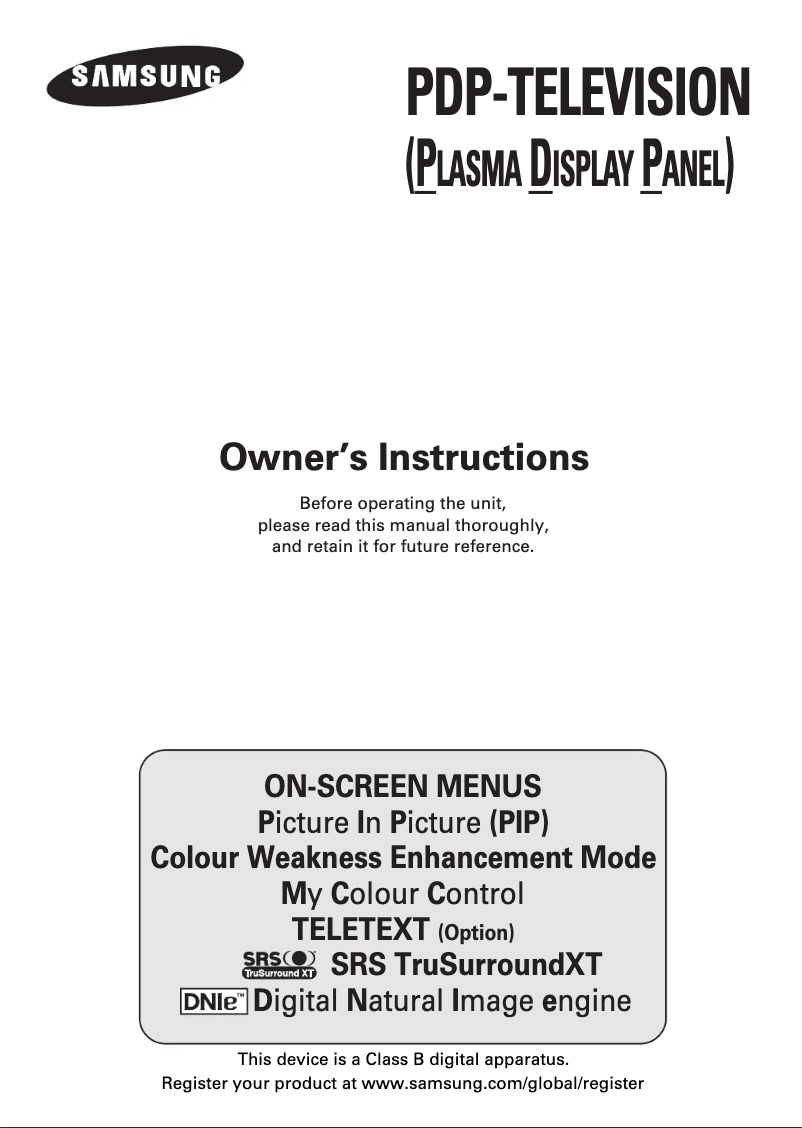 Page n°1 - Manuel utilisateur Samsung PS-42P5H