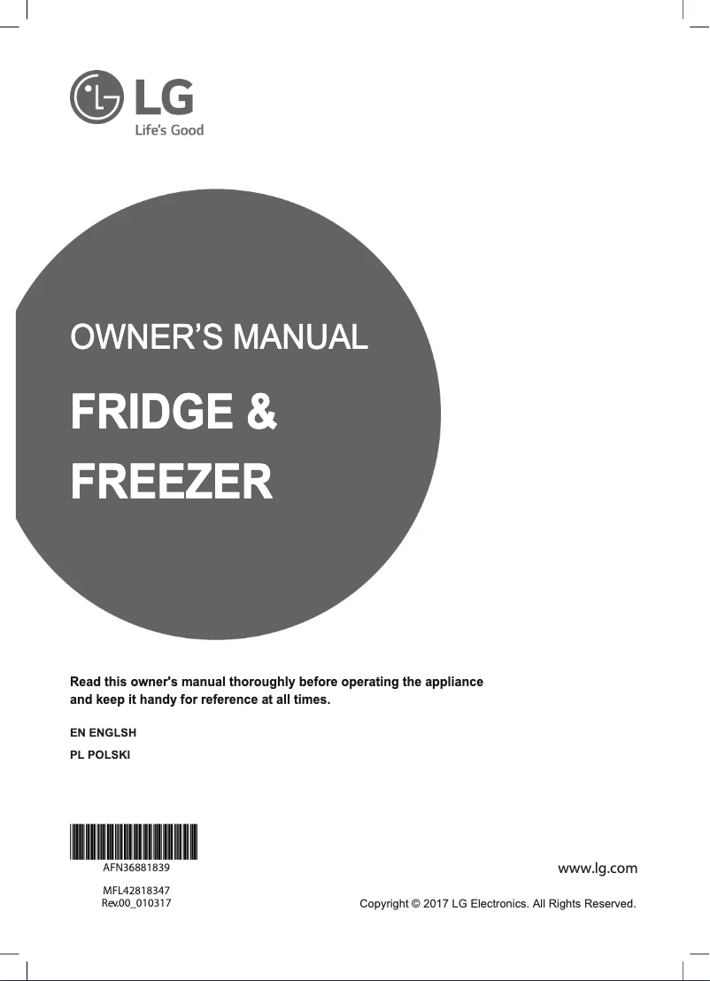 Page 1 de la notice Manuel utilisateur LG GBB940DFQZT