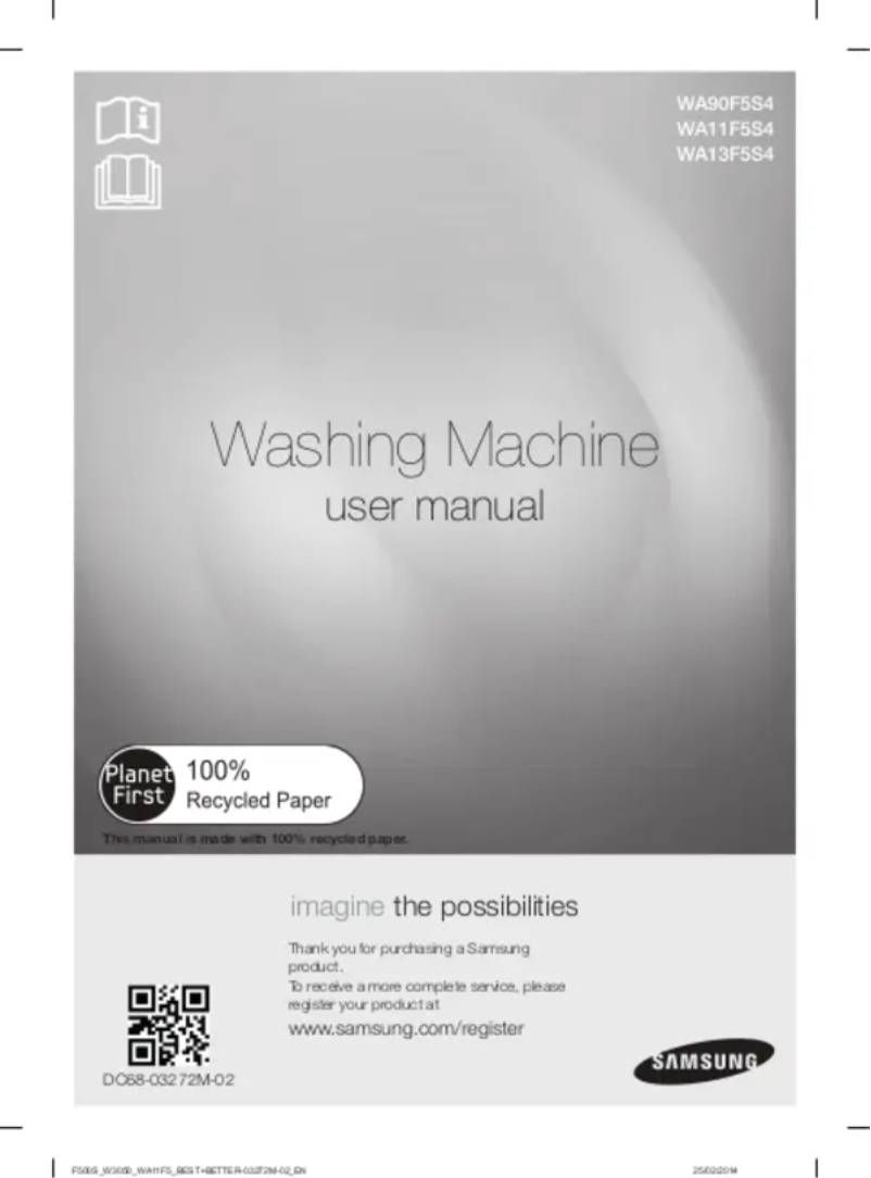 Page 1 de la notice Manuel utilisateur Samsung WA13F5S4