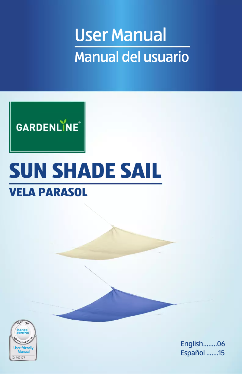 Page 1 de la notice Manuel utilisateur Gardenline Sun Shade Sail 94689