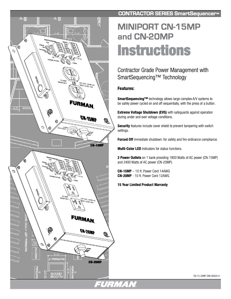 Página 1 del manual Manual de usuario Furman SmartSequencers CN-15MP