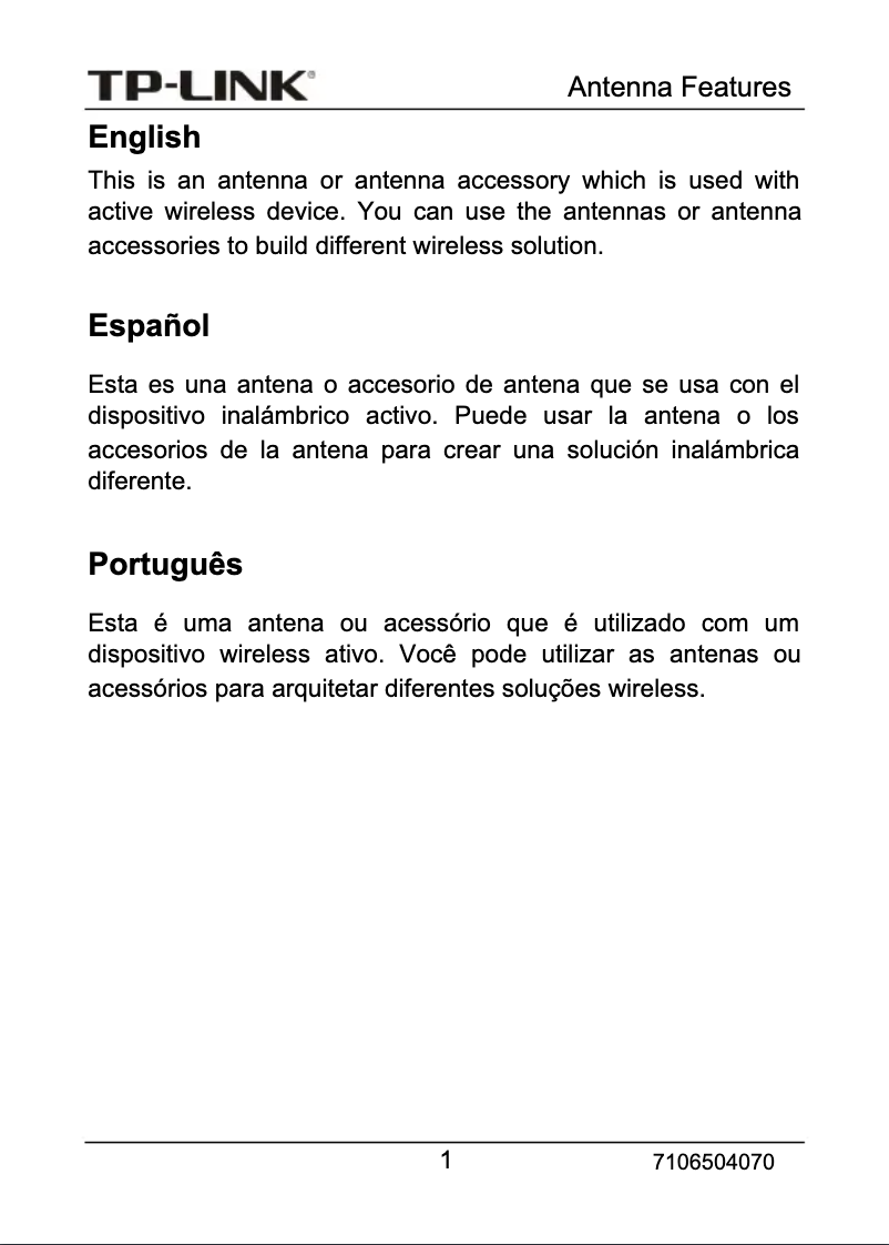 Page 1 de la notice Manuel utilisateur TP-Link TL-ANT2405C